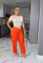 Load image into Gallery viewer, PANTS LINEN STRETCH ORANGE BELT INCLUDED
