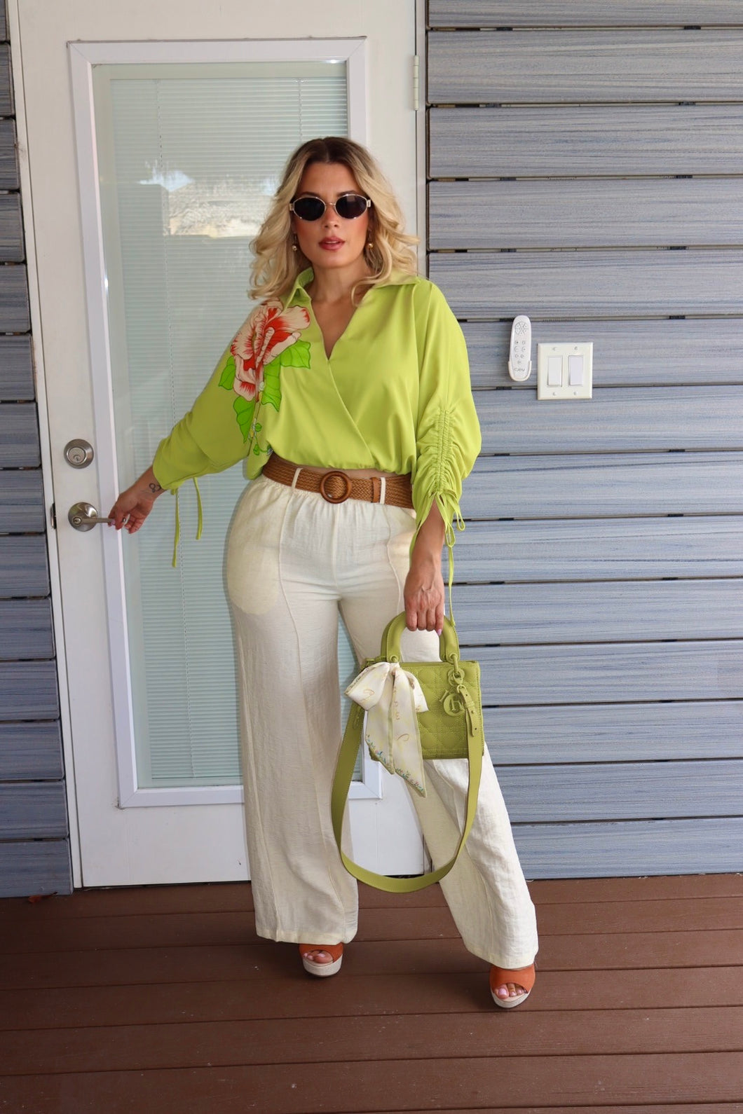 PANTS LINEN CREAM BELT INCLUDED